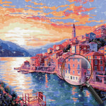 Rosa Stadt am Meer Diamond Painting