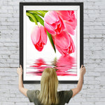 Rosa Tulpen und Spiegelbild Diamond Painting