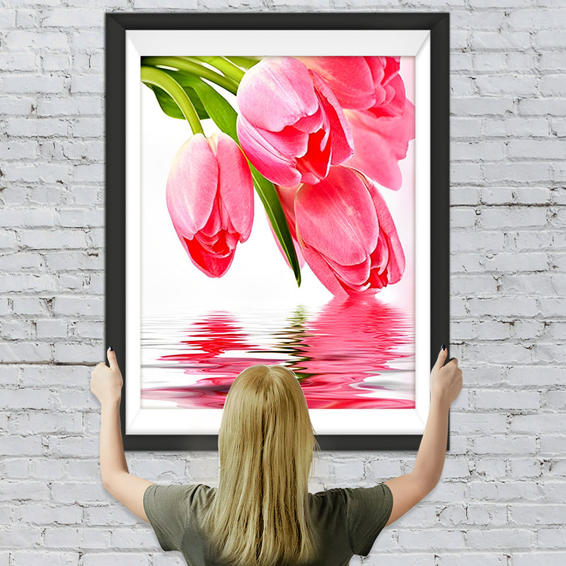 Rosa Tulpen und Spiegelbild Diamond Painting