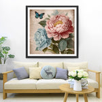 Rosa und blaue Pfingstrosen Diamond Painting