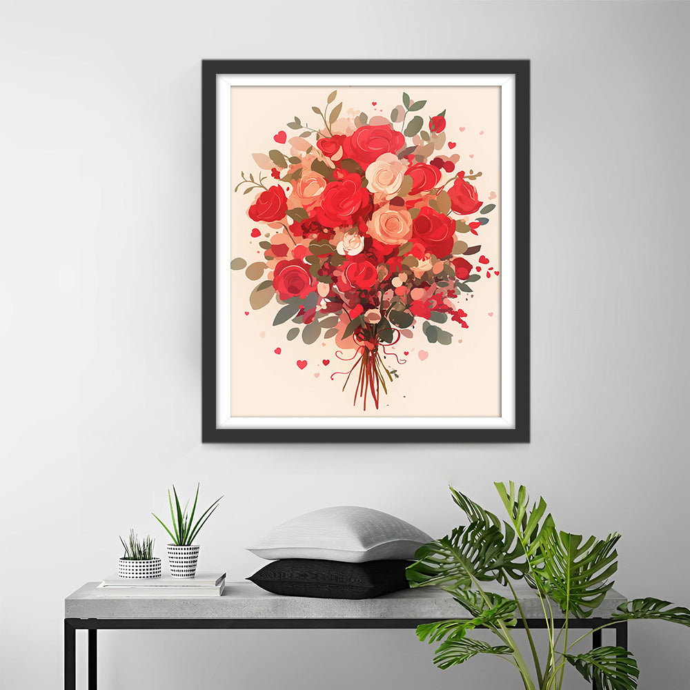 Rosa und Rose Blumenstrauß Diamond Painting