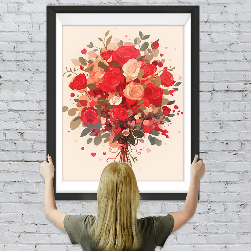 Rosa und Rose Blumenstrauß Diamond Painting