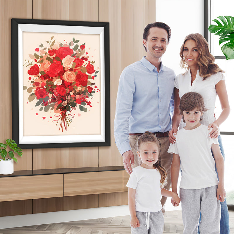 Rosa und Rose Blumenstrauß Diamond Painting