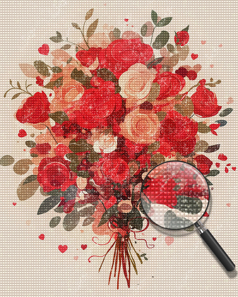 Rosa und Rose Blumenstrauß Diamond Painting
