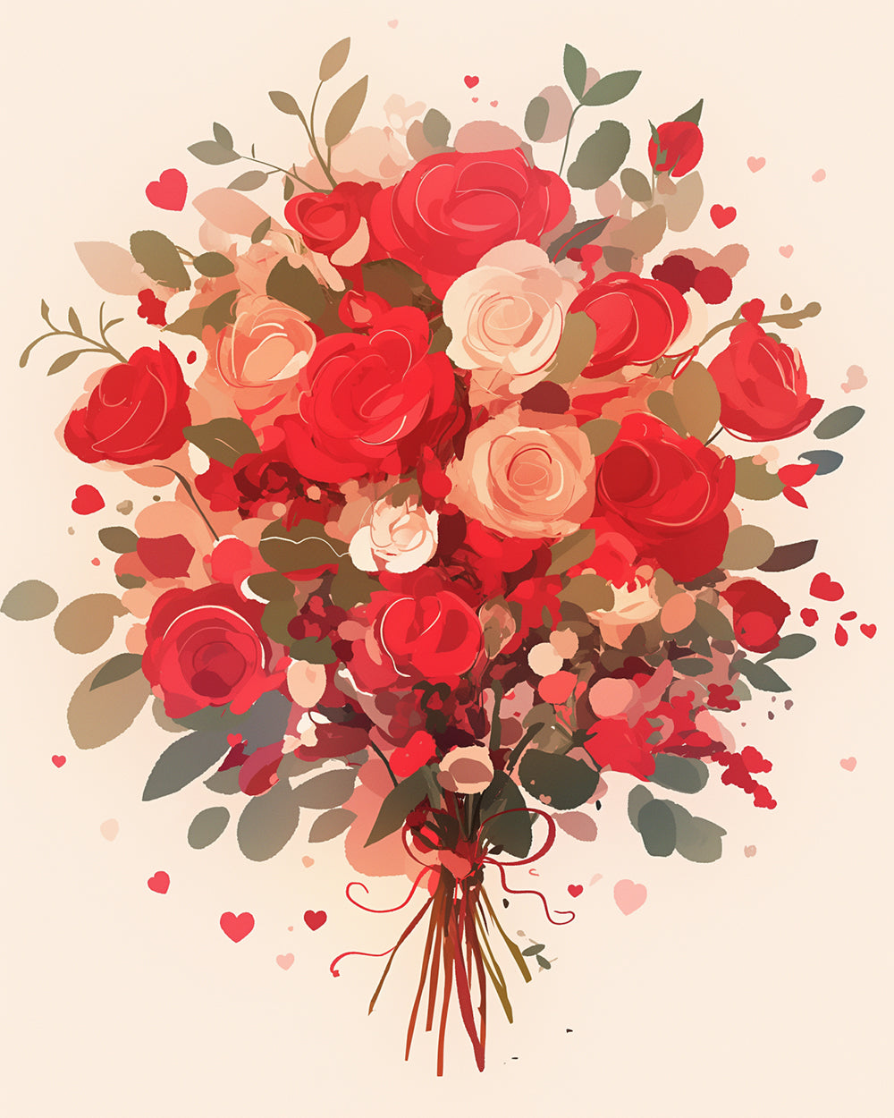 Rosa und Rose Blumenstrauß Diamond Painting