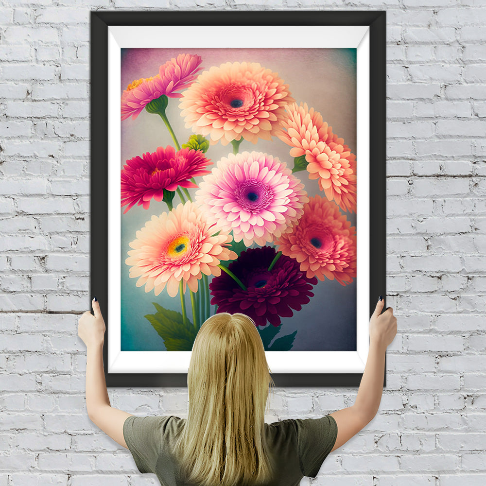 Rosa und rote Chrysanthemen Diamond Painting