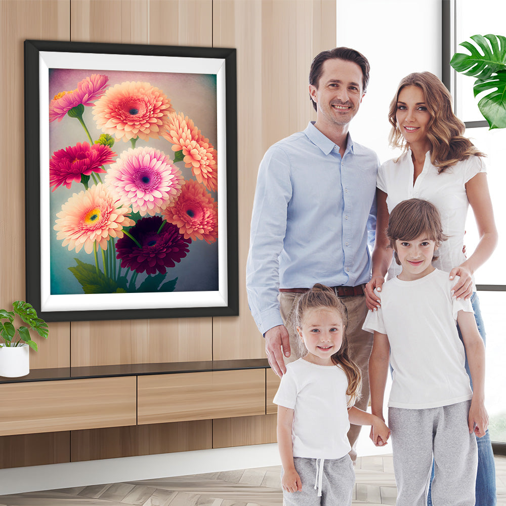 Rosa und rote Chrysanthemen Diamond Painting