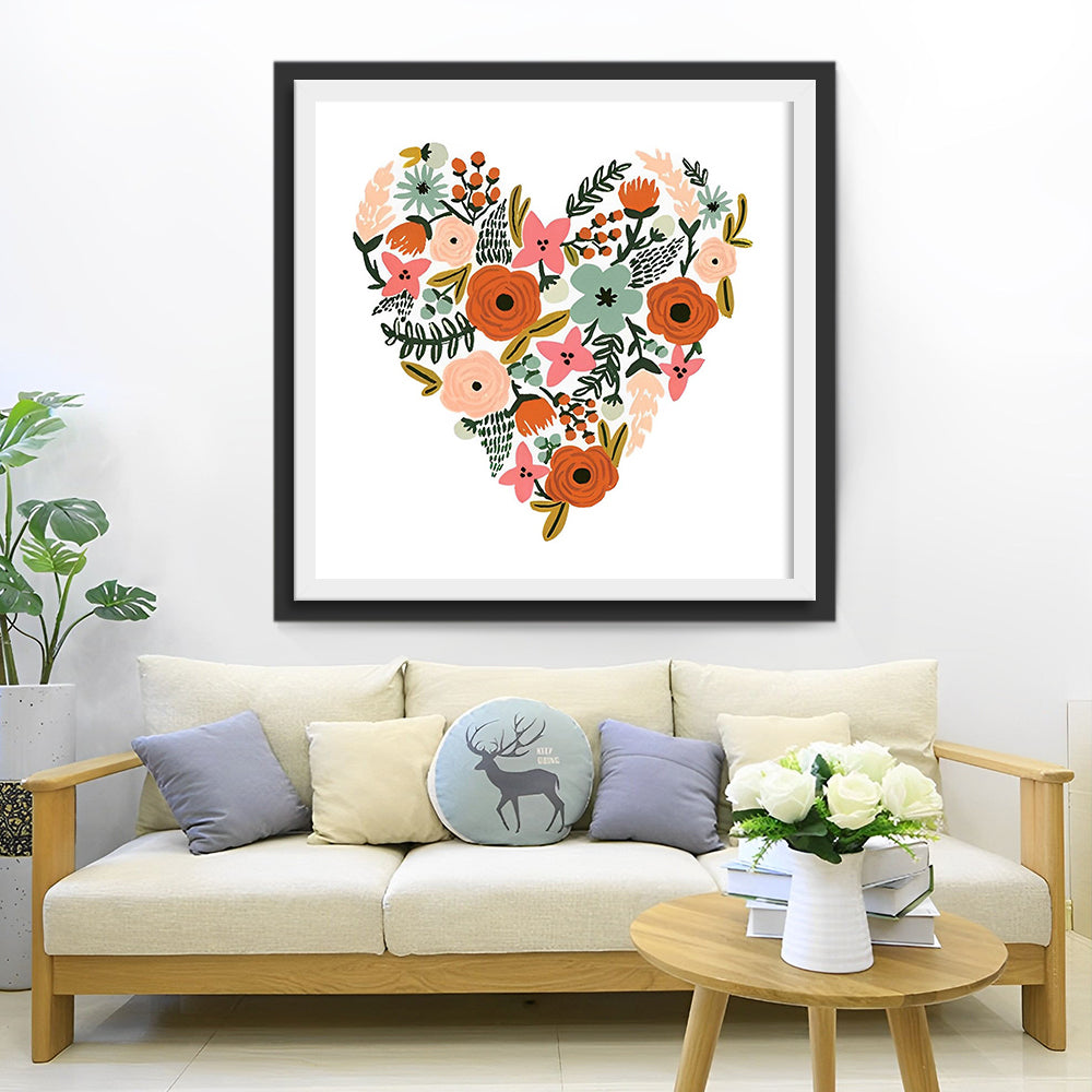 Rosa und rotes Mohnherz Diamond Painting