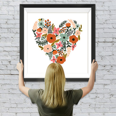 Rosa und rotes Mohnherz Diamond Painting