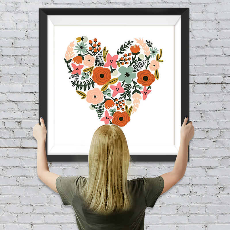 Rosa und rotes Mohnherz Diamond Painting