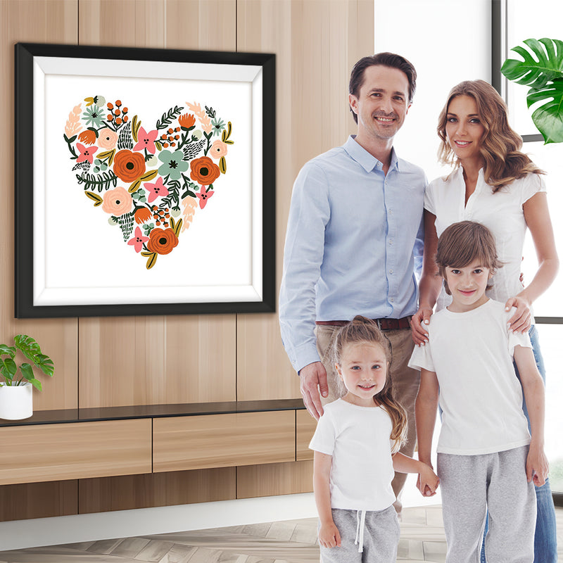 Rosa und rotes Mohnherz Diamond Painting