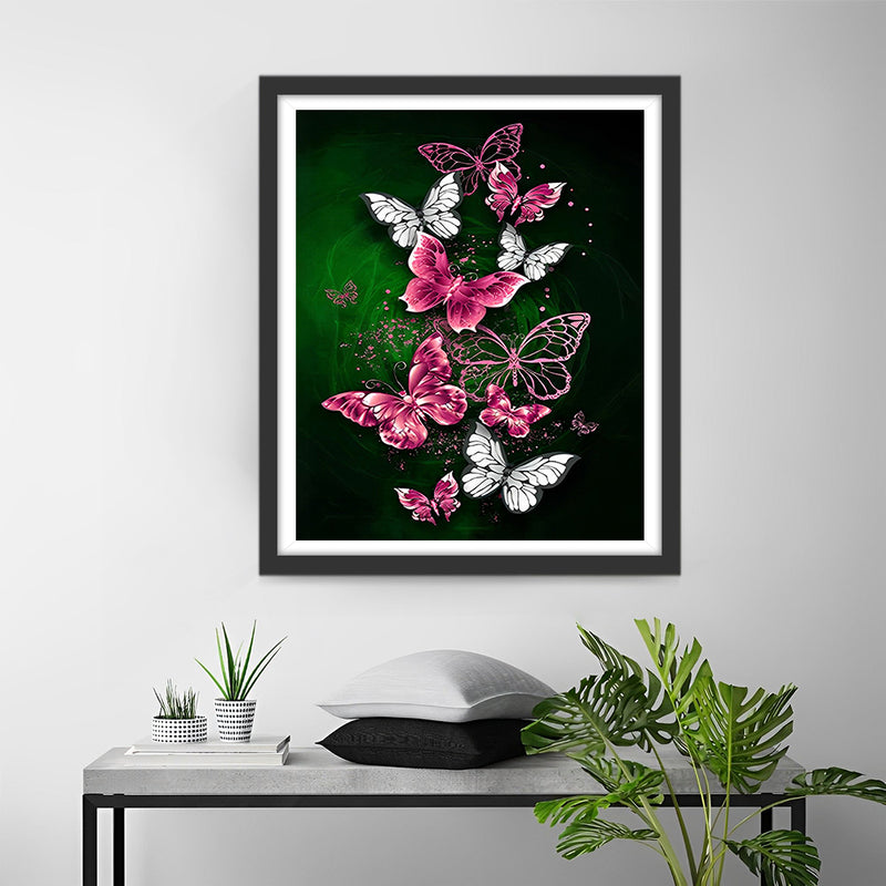 Rosa und weiße Schmetterlinge Diamond Painting