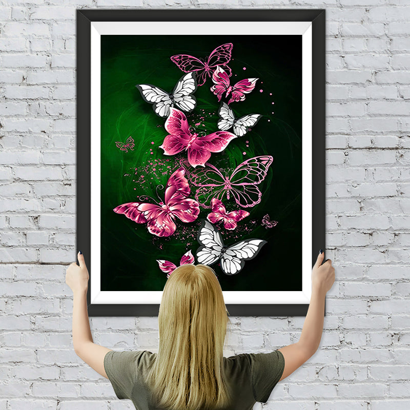 Rosa und weiße Schmetterlinge Diamond Painting