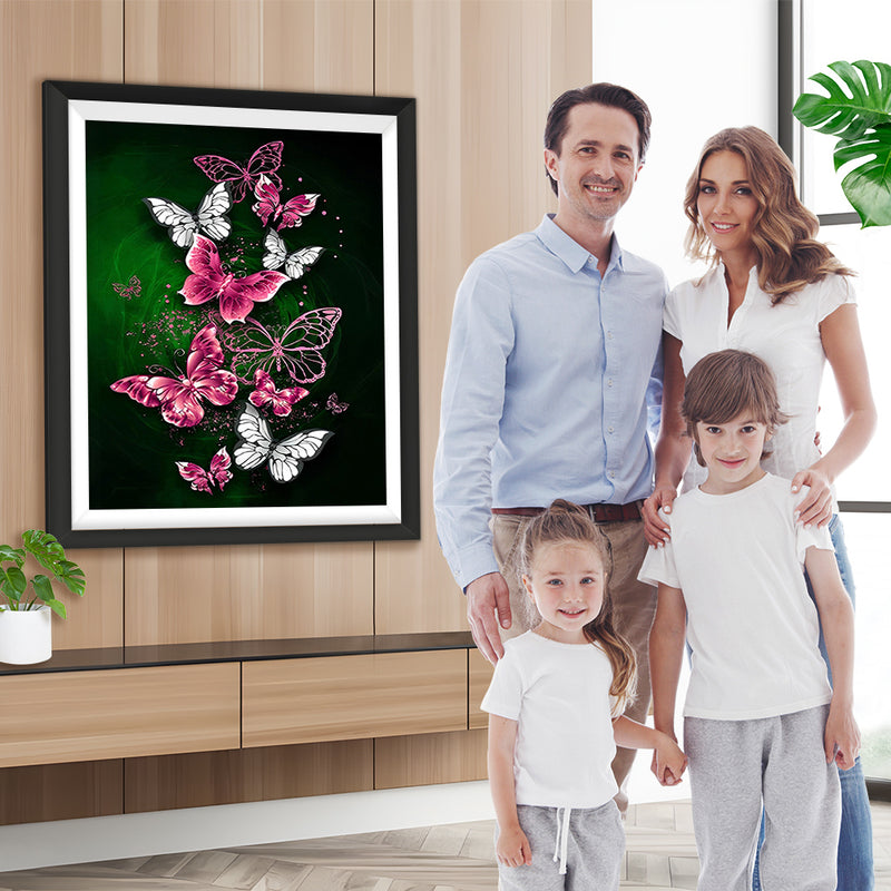 Rosa und weiße Schmetterlinge Diamond Painting