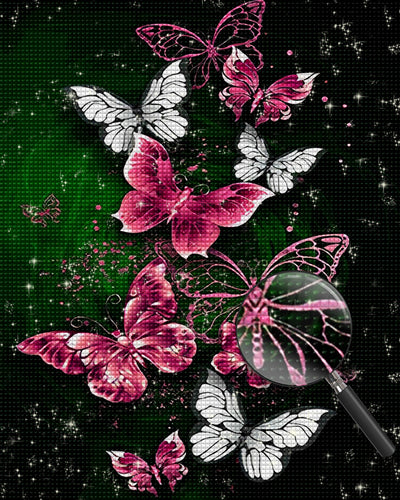 Rosa und weiße Schmetterlinge Diamond Painting