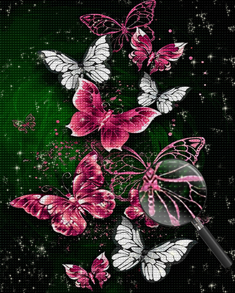 Rosa und weiße Schmetterlinge Diamond Painting