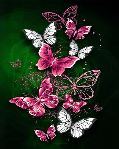 Rosa und weiße Schmetterlinge Diamond Painting