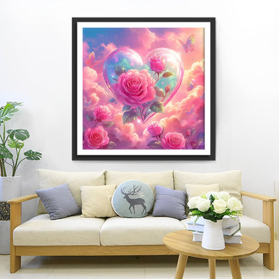 Rosa Wolken Blumen Herz Diamond Painting