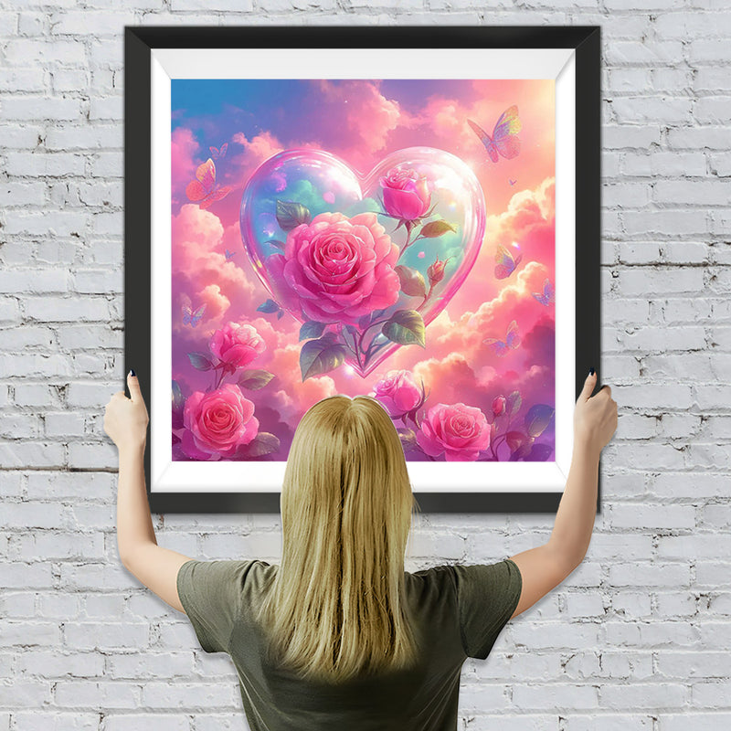 Rosa Wolken Blumen Herz Diamond Painting