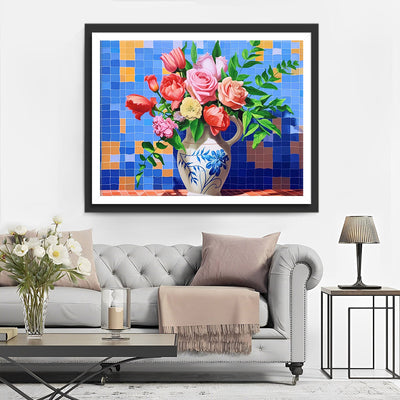 Rosen in Porzellanvase Diamond Painting