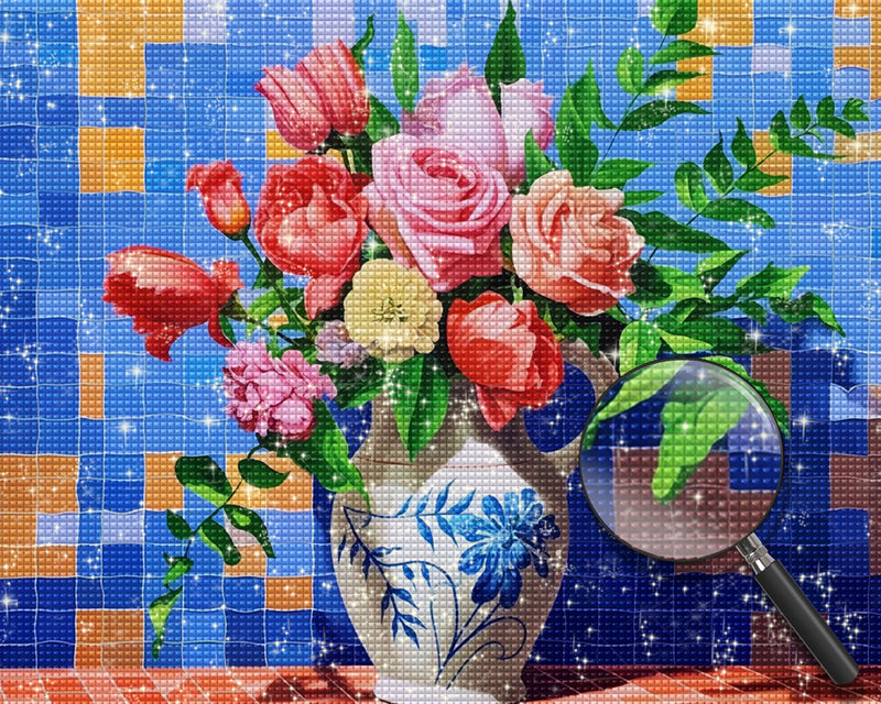 Rosen in Porzellanvase Diamond Painting
