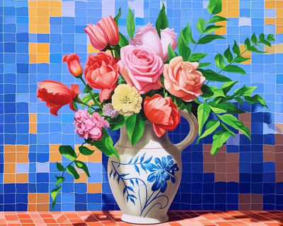 Rosen in Porzellanvase Diamond Painting