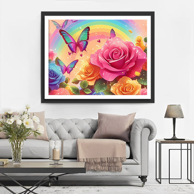 Rosen Schmetterlinge Regenbogen Diamond Painting