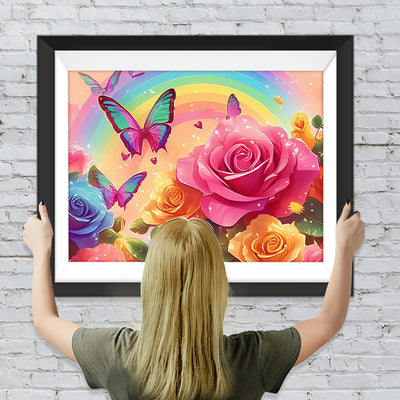 Rosen Schmetterlinge Regenbogen Diamond Painting