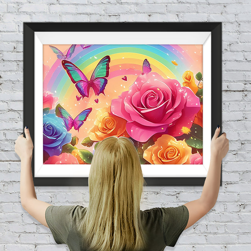 Rosen Schmetterlinge Regenbogen Diamond Painting