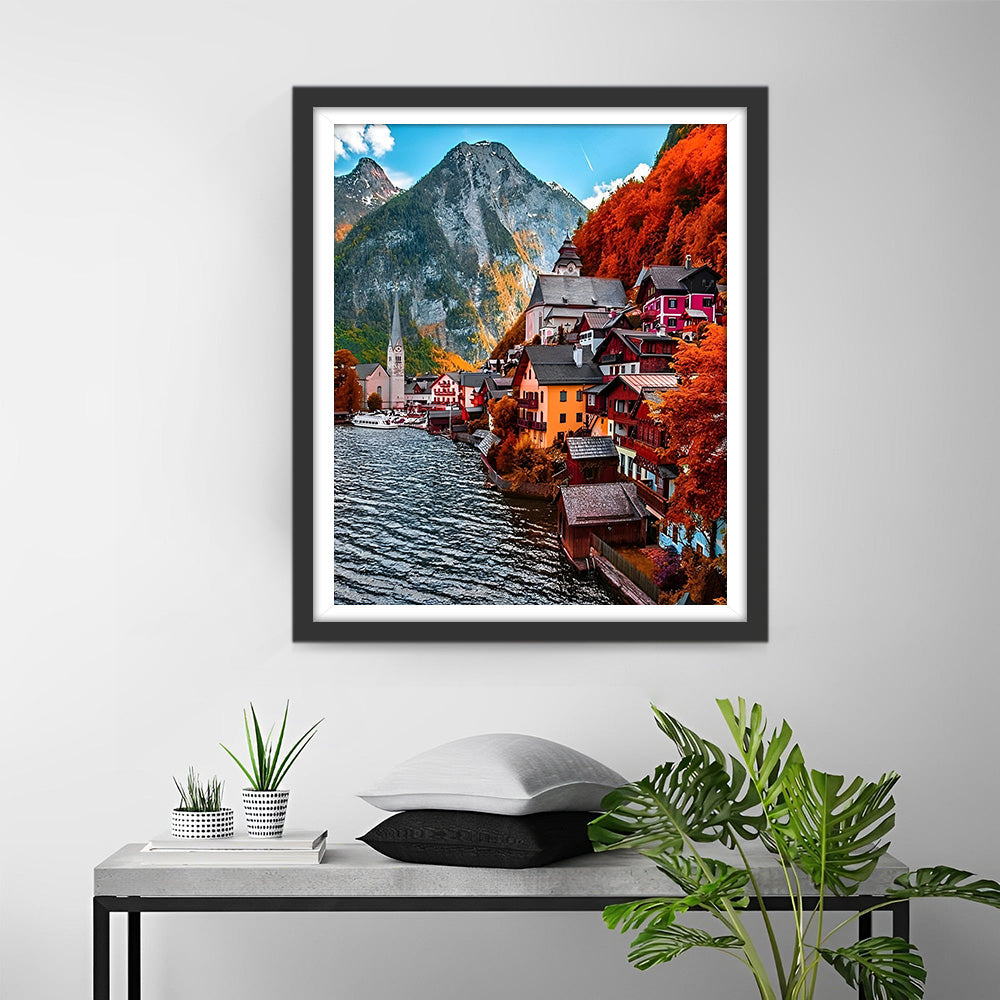 Rote Bergstadt Diamond Painting