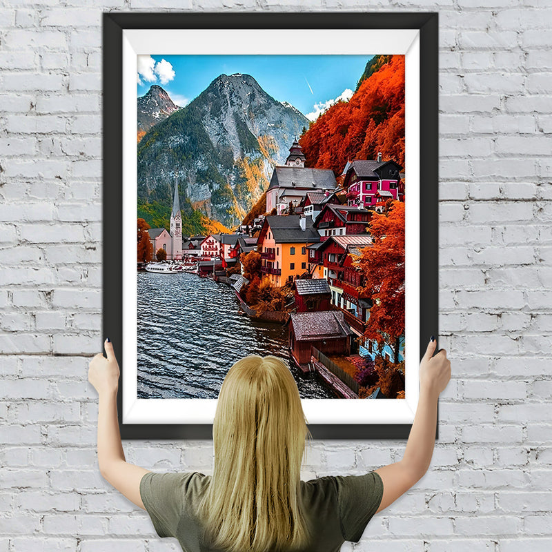 Rote Bergstadt Diamond Painting