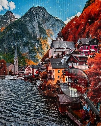 Rote Bergstadt Diamond Painting
