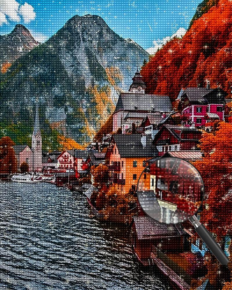 Rote Bergstadt Diamond Painting