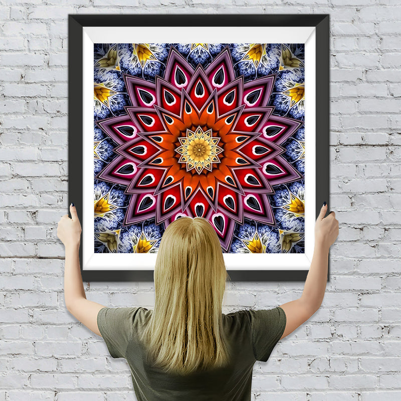 Rote Blume Mandala Diamond Painting