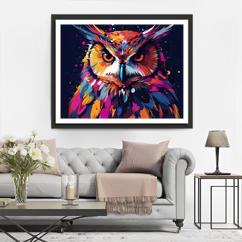 Rote Eule im Dunkeln Diamond Painting