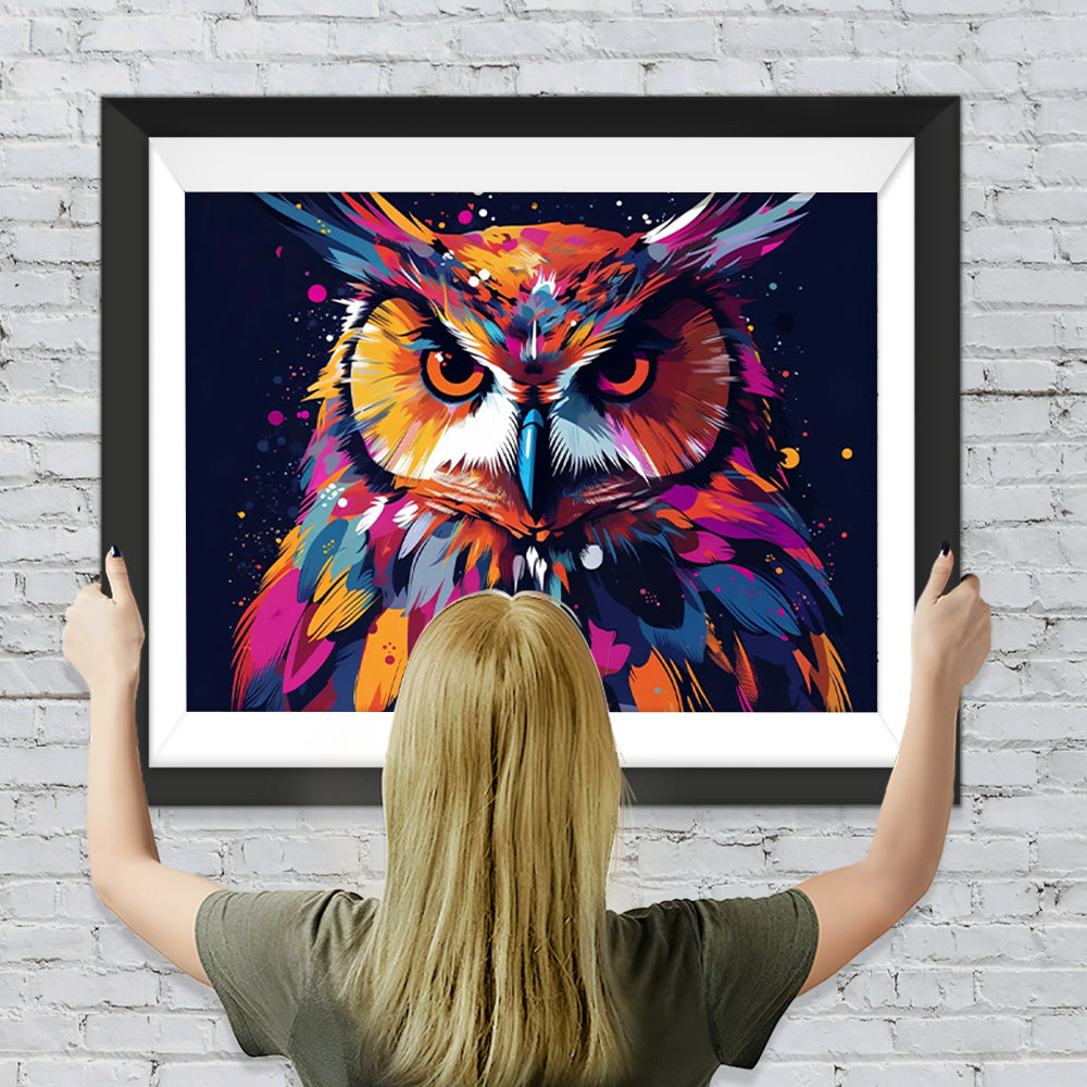 Rote Eule im Dunkeln Diamond Painting