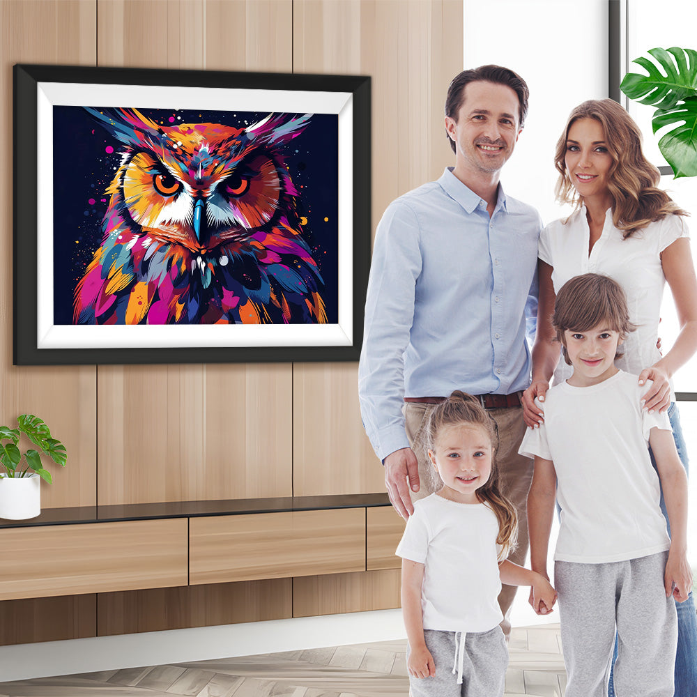 Rote Eule im Dunkeln Diamond Painting