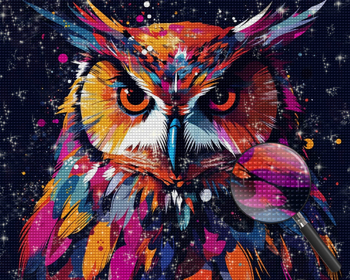 Rote Eule im Dunkeln Diamond Painting