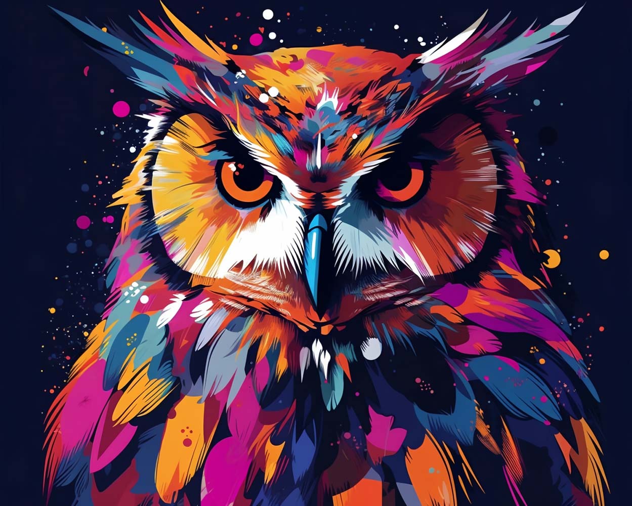 Rote Eule im Dunkeln Diamond Painting