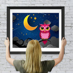 Rote Eule und Mondsichel Diamond Painting