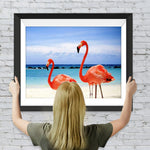 Rote Flamingos am Meer Diamond Painting