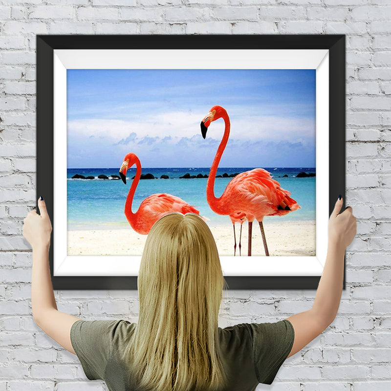 Rote Flamingos am Meer Diamond Painting