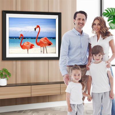 Rote Flamingos am Meer Diamond Painting