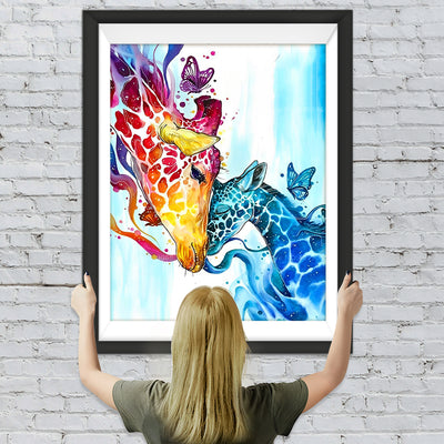 Rote Giraffe und blaue Giraffe Diamond Painting