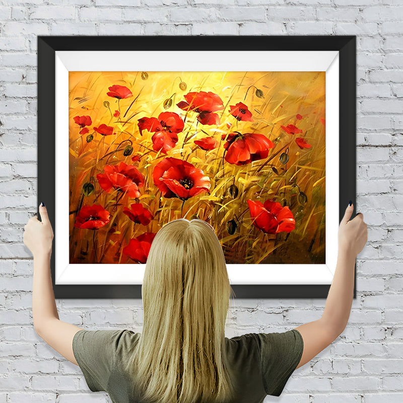 Rote Mohnblumen Diamond Painting