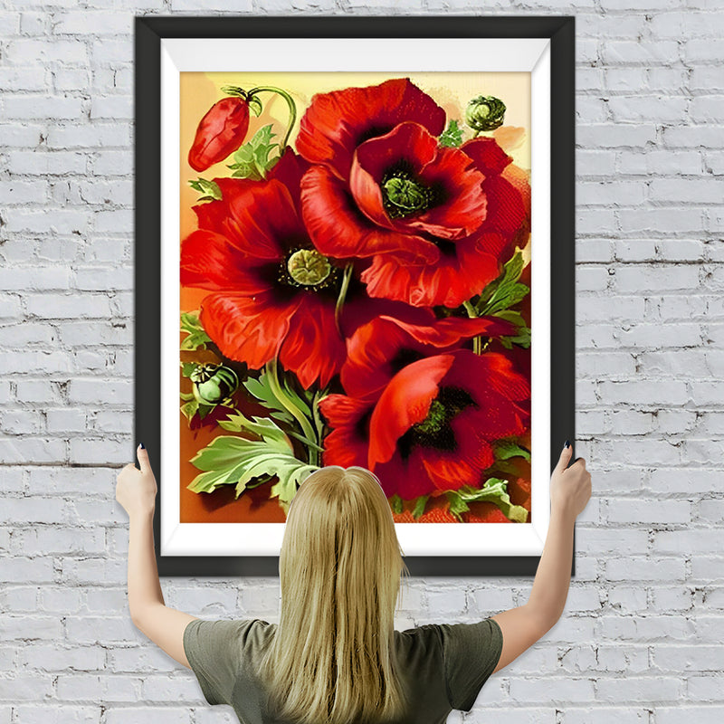 Rote Mohnblumen Diamond Painting