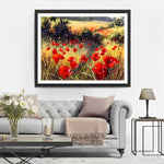Rote Mohnblumen in der Natur Diamond Painting