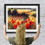 Rote Mohnblumen in der Natur Diamond Painting