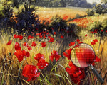Rote Mohnblumen in der Natur Diamond Painting