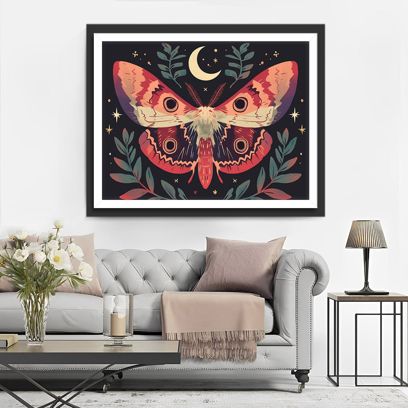 Rote Motte und Mondsichel Diamond Painting